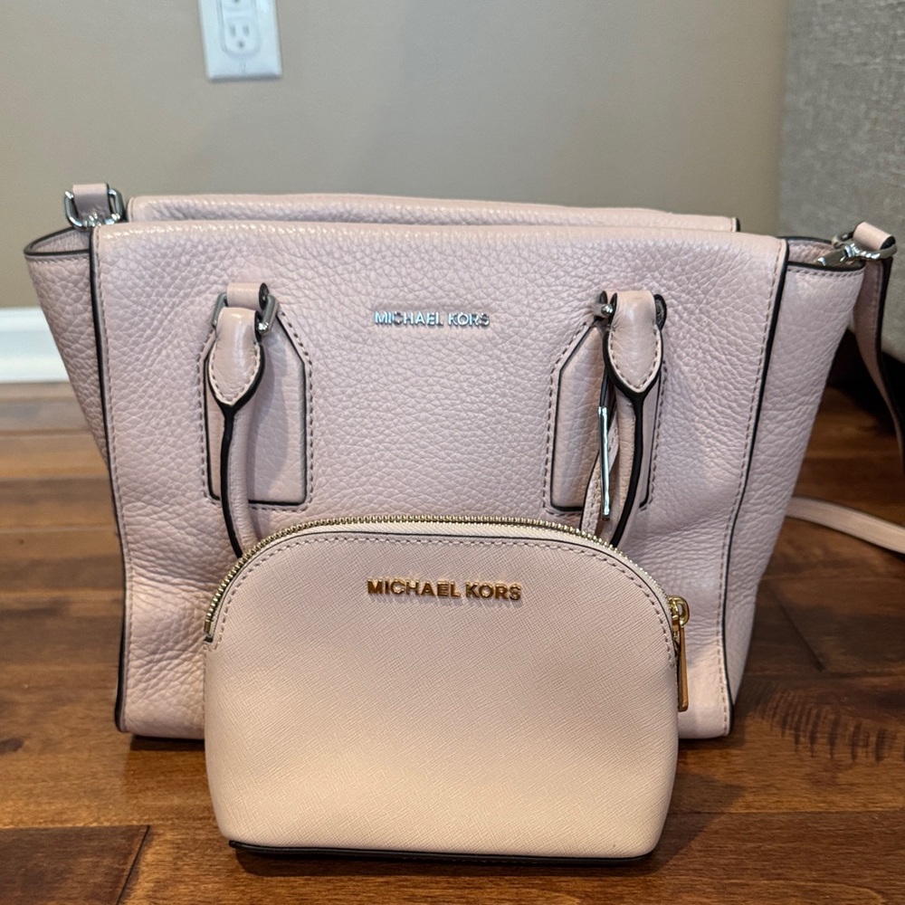 Michael Kors Blush Satchel and Pouch Set